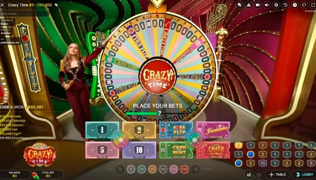 Crazy Time live wheel screen used to explain strategy risk